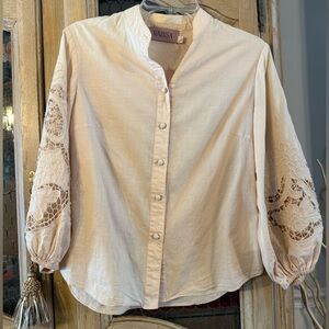 Raissa Cream Lace Sleeve Women's Top